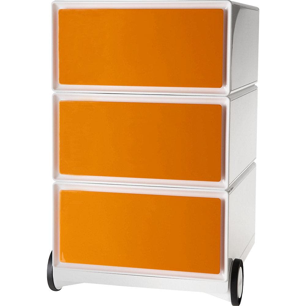 EasyBox Rollcontainer 3 Schubladen Weiß/Orange
