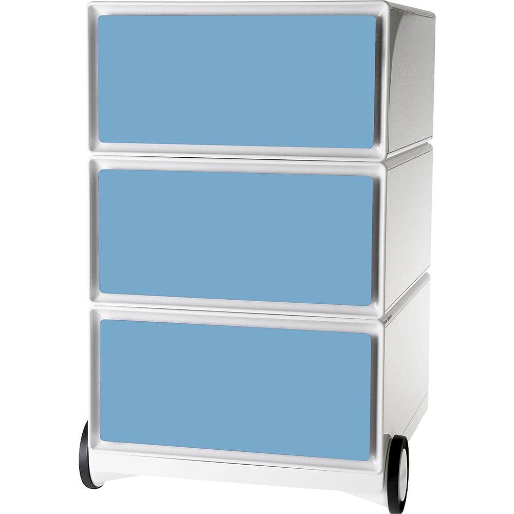 easyBox Rollcontainer 3 Schubladen Weiß/Blau