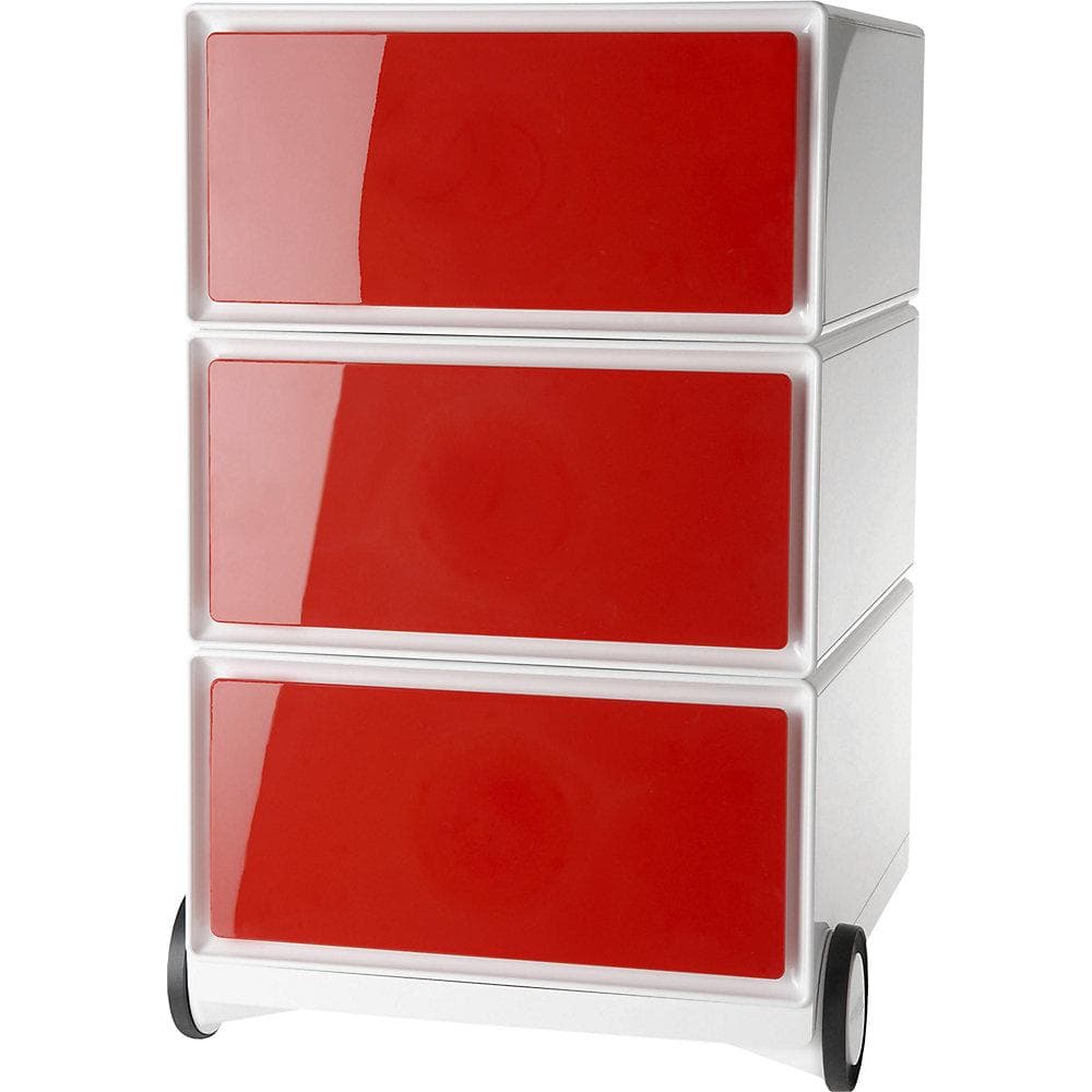 EasyBox Rollcontainer 3 Schubladen Weiß/Rot