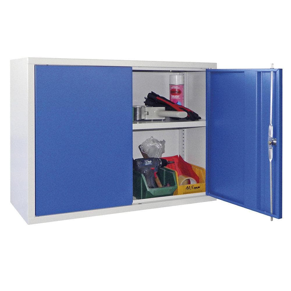 Pavoy Hängeschrank Stahlblech Grau/Blau mit Vollblechtür