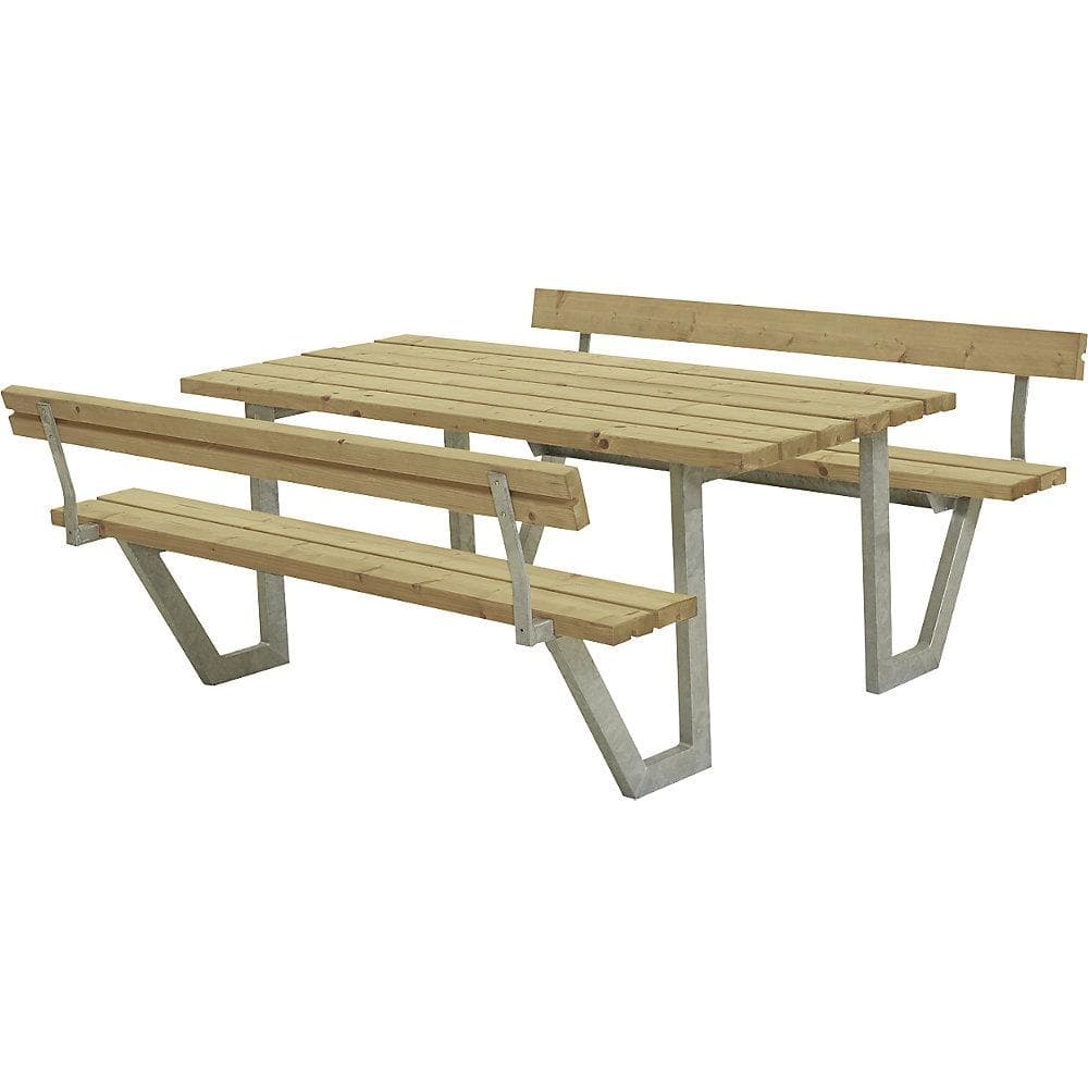 Kaiserkraft Gruppensitzbank 6 Plätze ThermoWood Braun Stahl