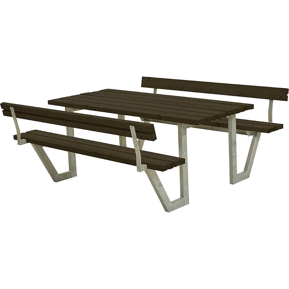 Garten-Essgruppe Wega - 1 Tisch, 2 Bänke, Schwarz
