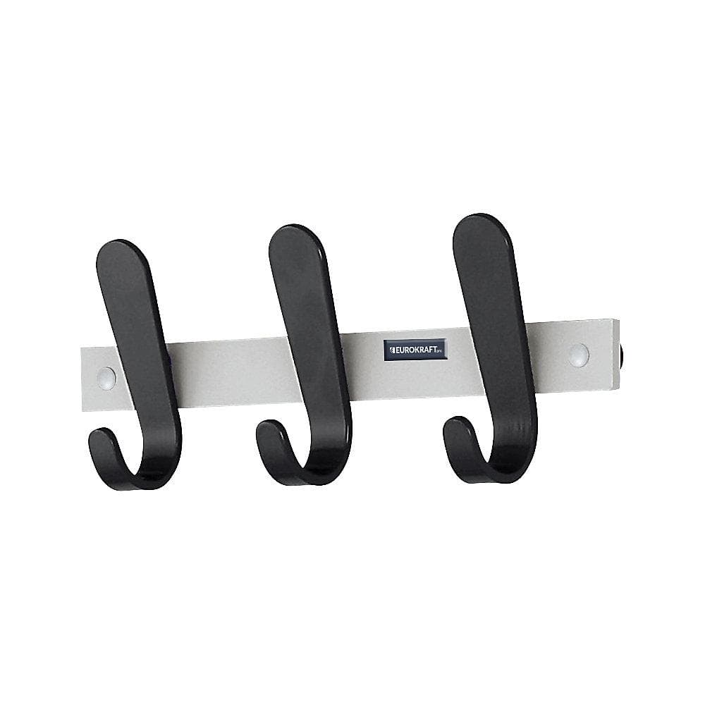 eurokraft pro Garderobenleiste mit 3 Haken Schwarz Aluminium