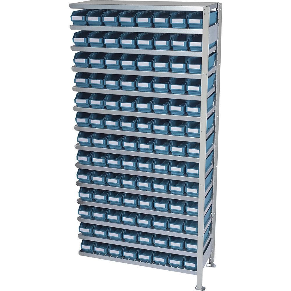STEMO Steckregal mit 104 Kästen, 2100 mm Höhe, Grau/Grün