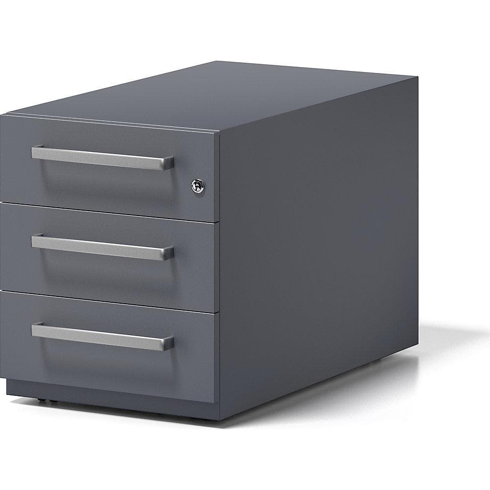 BISLEY Rollcontainer Note™ 3 Schubladen anthrazitgrau mit Zentralschloss