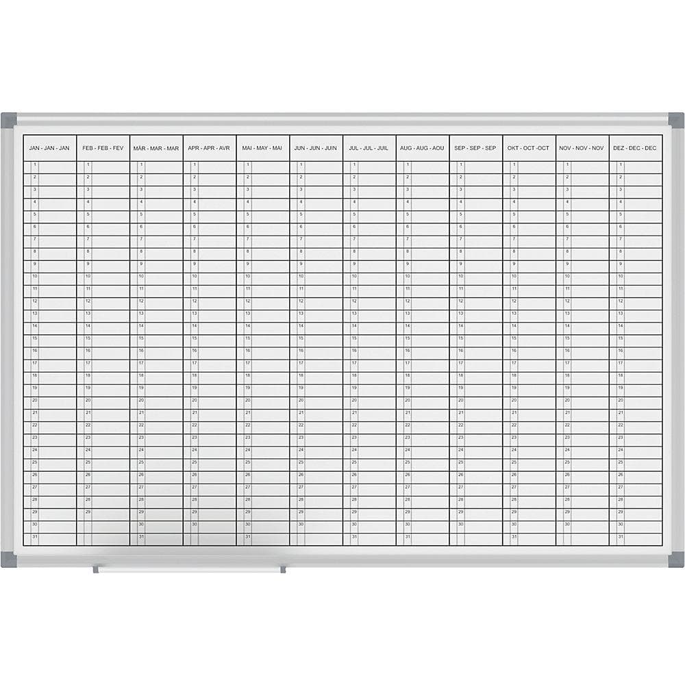 MAUL Plantafel MAULstandard Jahresplaner Weiß Aluminium