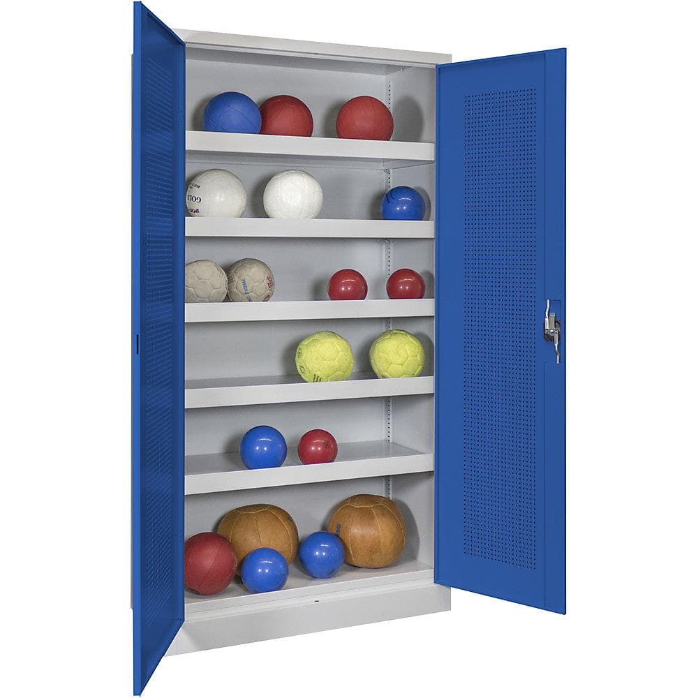 Pavoy Ball-Flügeltürschrank mit Lochblech-Türen grau/blau