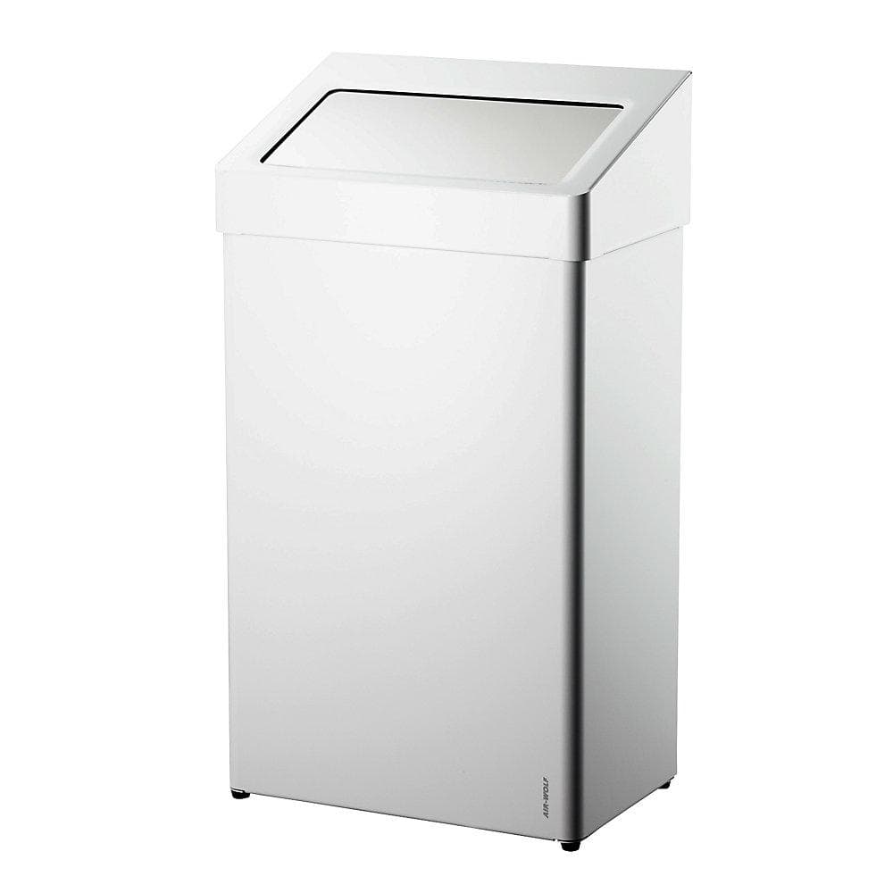 Kaiserkraft AIR-WOLF Mülleimer Edelstahl Klappdeckel 60L Weiß