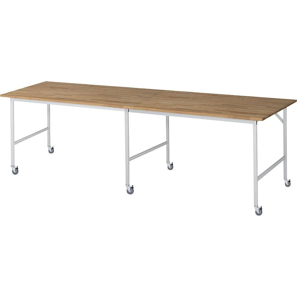 Rau Fahrbarer Arbeitstisch Jerry 6 LR Buche massiv 300x100x90 cm