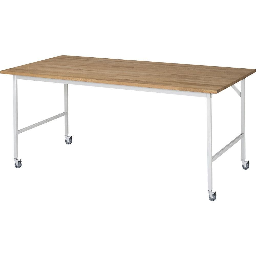 Rau Fahrbarer Arbeitstisch Jerry 4 LR Buche massiv 200x100x90 cm