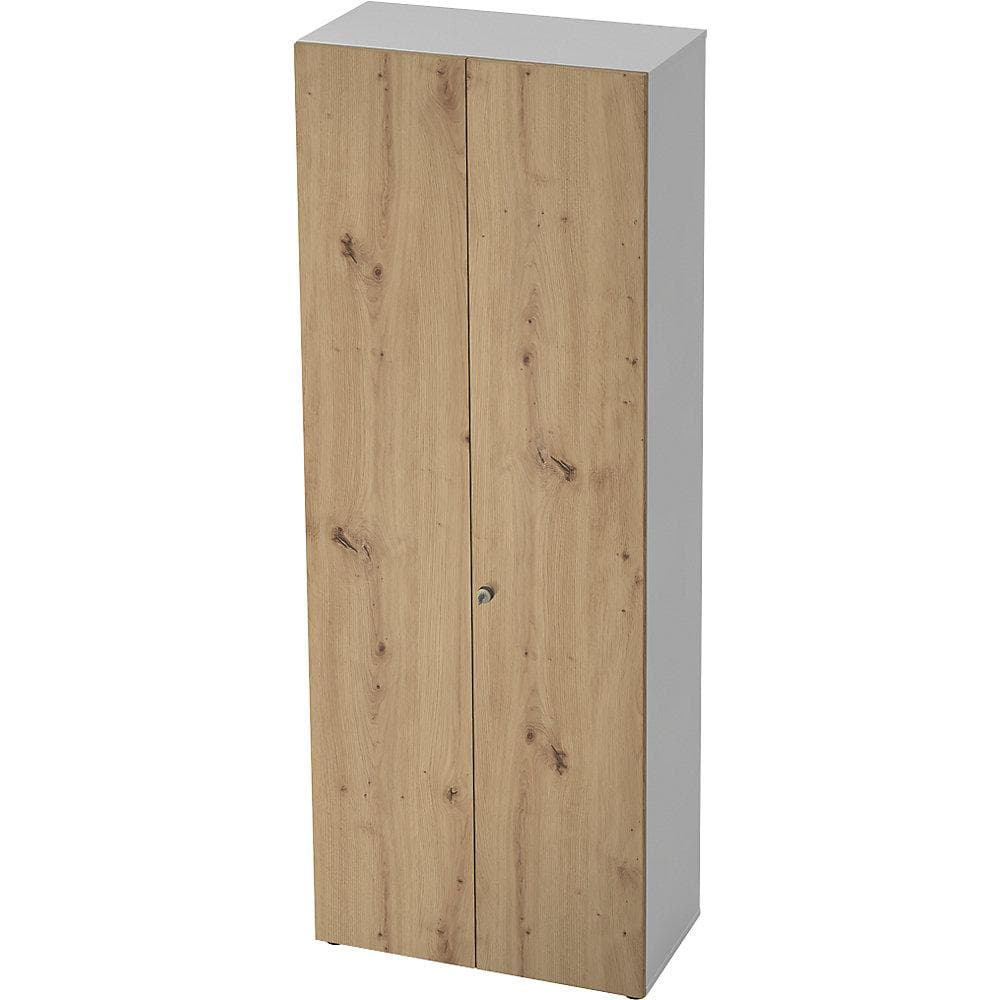 eurokraft pro Aktenschrank mit Flügeltüren und 5 Böden Weiß/Asteiche