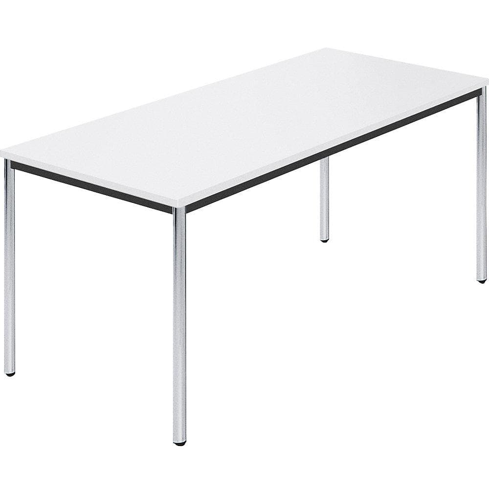 Kaiserkraft Rechtecktisch 160x80 cm Weiß Verchromt
