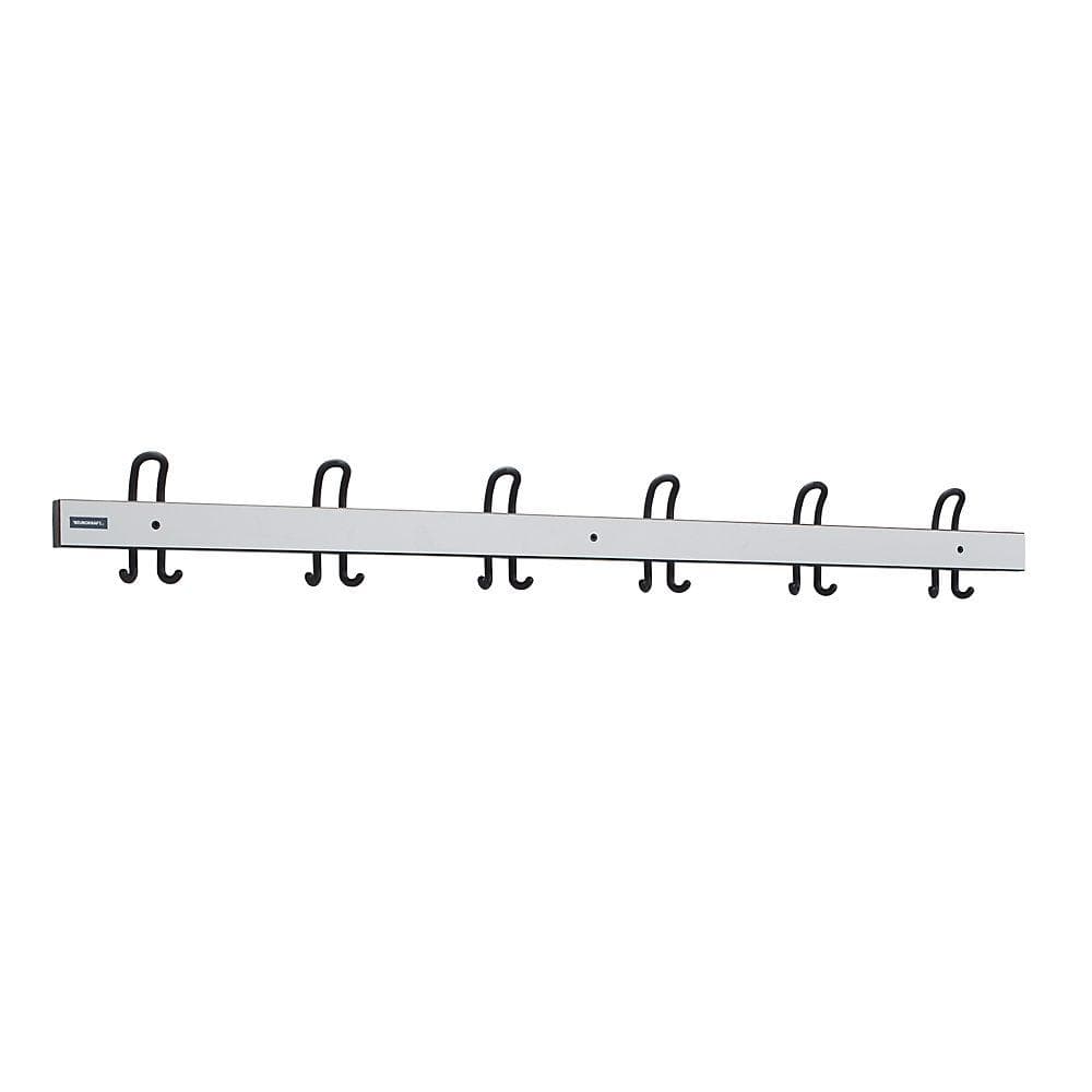 eurokraft pro Garderobenleiste 1500mm mit 6 Doppelhaken lichtgrau/schwarz