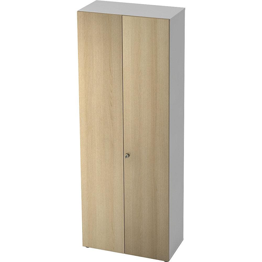 eurokraft pro Aktenschrank mit Flügeltüren und 5 Böden weiß/Eiche
