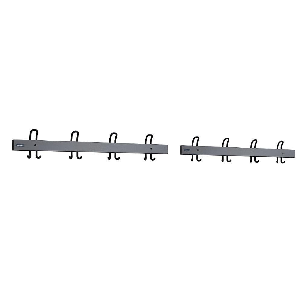 eurokraft pro Garderobenleiste mit Doppelhaken, 2x1000mm, basaltgrau/schwarz