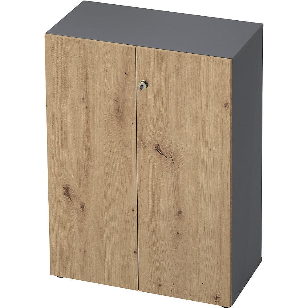 eurokraft pro Aktenschrank 800mm Flügeltüren Asteiche Graphit