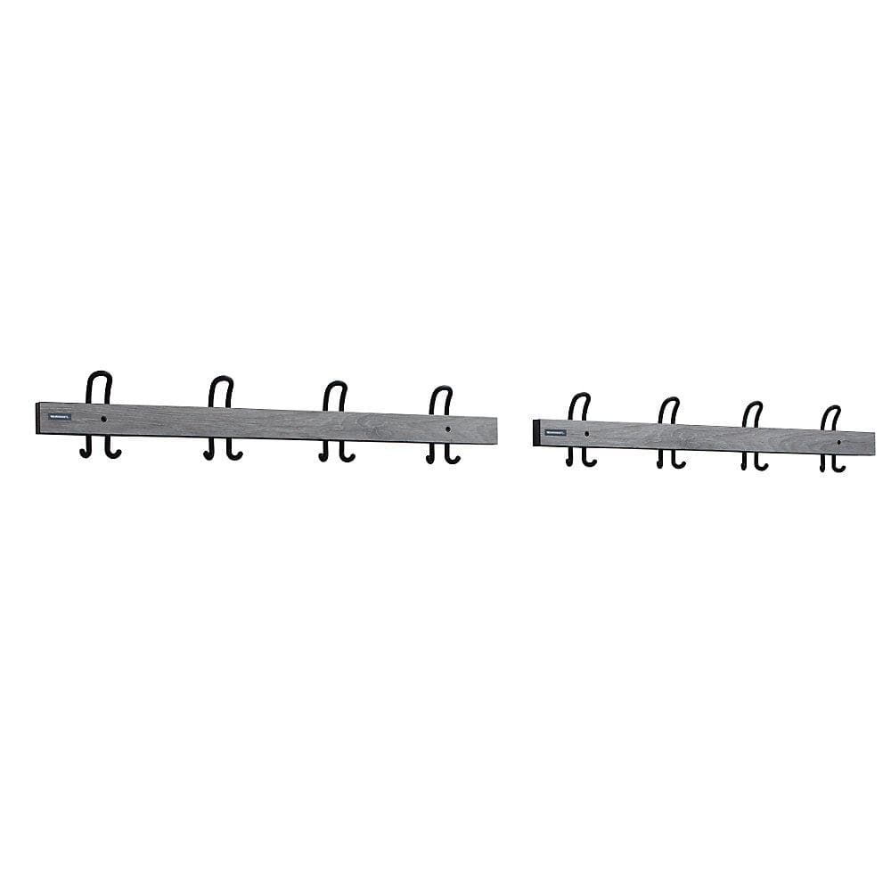 eurokraft pro Garderobenleiste mit Doppelhaken, oak silver/schwarz