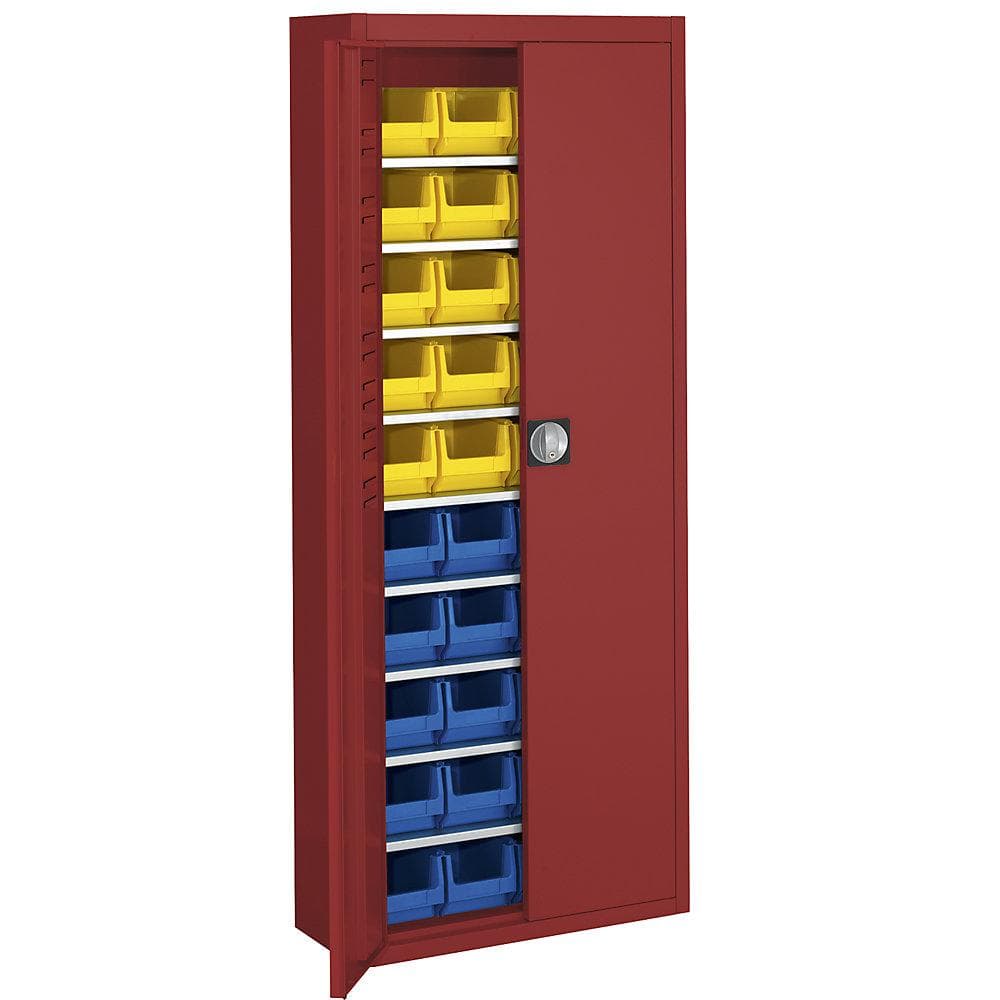 Mauser Magazinschrank mit Sichtlagerkästen Rot