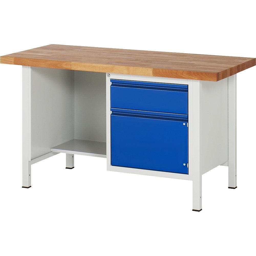 RAU Werkbank Serie 8500 Stahl Buche enzianblau