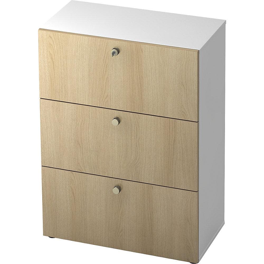 eurokraft pro Hängeregistraturschrank Weiß Eiche 3 Schubladen