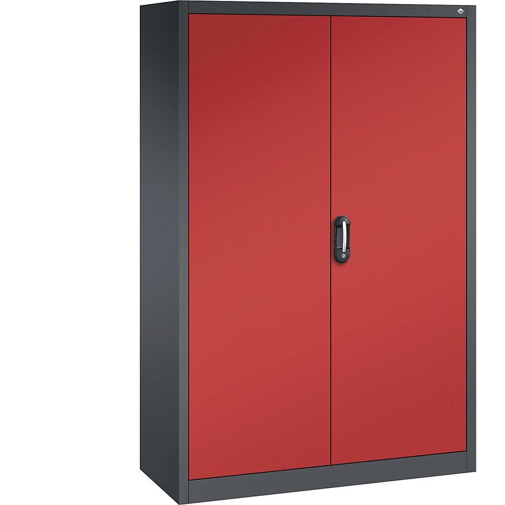 C+P ACURADO Büroschrank 120x50 cm Schwarzgrau/Rot mit Schloss