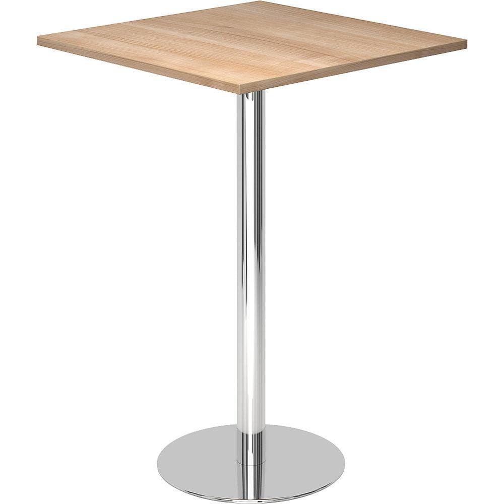 Kaiserkraft Stehtisch Nussbaum-Dekor verchromt 800x800 mm