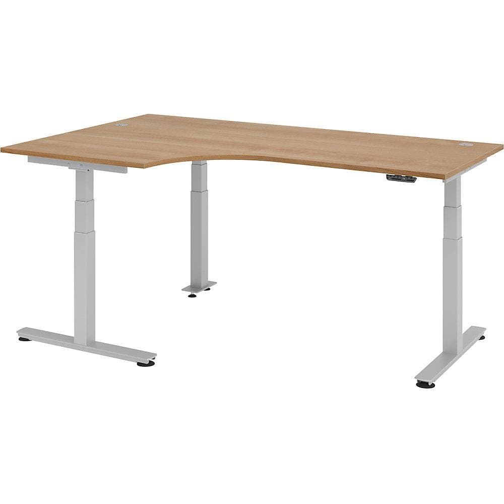 Kaiserkraft Eckschreibtisch elektrisch höhenverstellbar Nussbaum