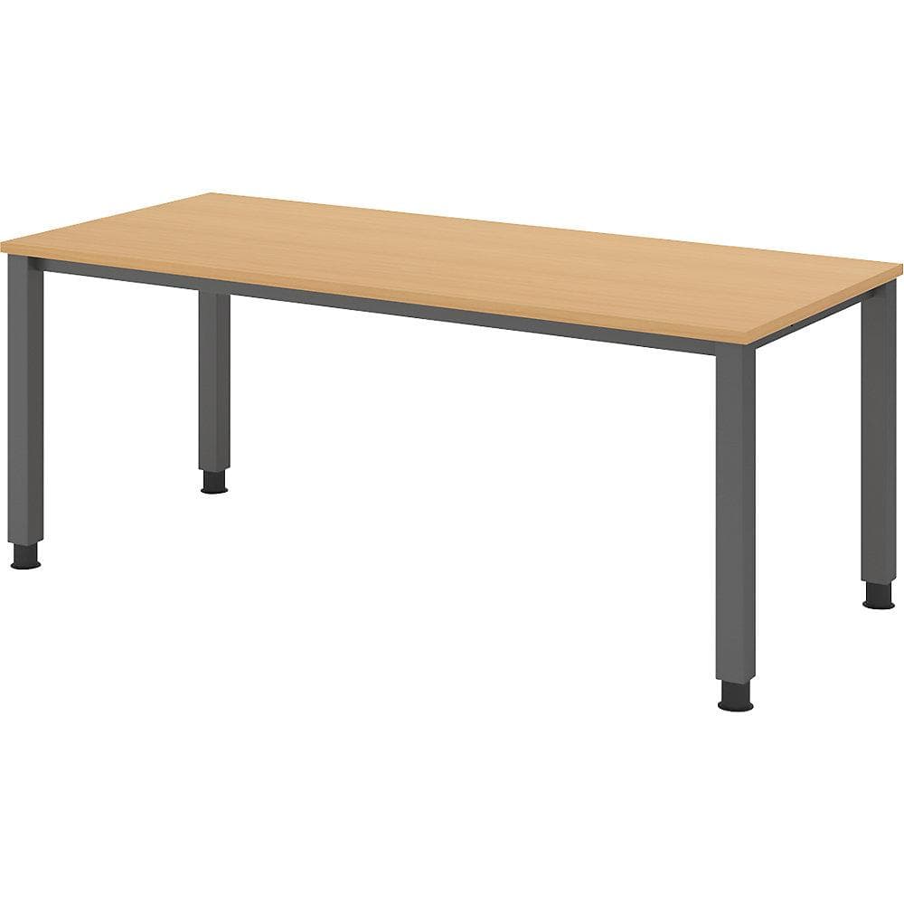 eurokraft pro Schreibtisch 1800mm 4-Fuß-Gestell Graphit/Buche
