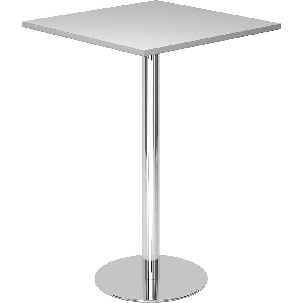 Kaiserkraft Stehtisch 80x80 cm lichtgrau verchromt