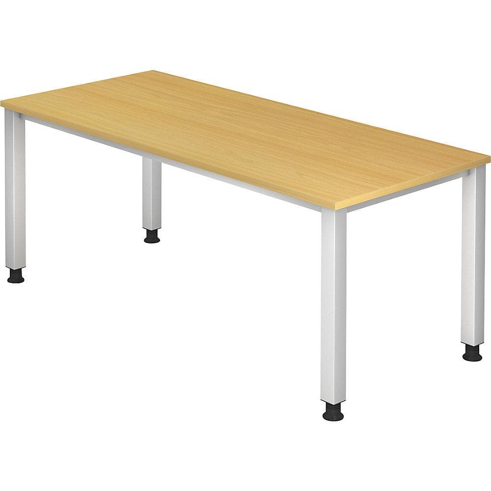 eurokraft pro Schreibtisch 180 cm höhenverstellbar Buche-Dekor alusilber