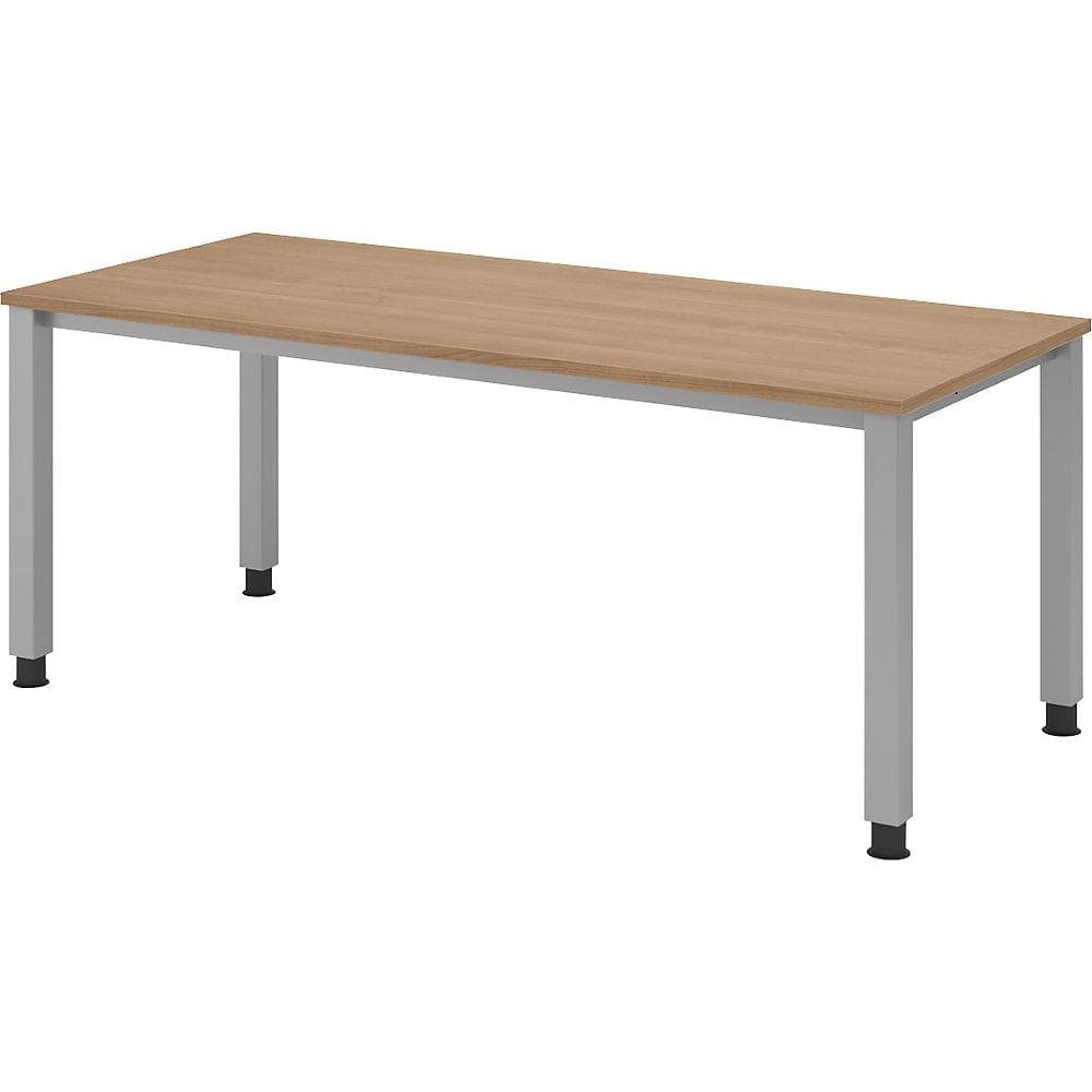 eurokraft pro Schreibtisch 180x80 cm höhenverstellbar Nussbaum/alusilber