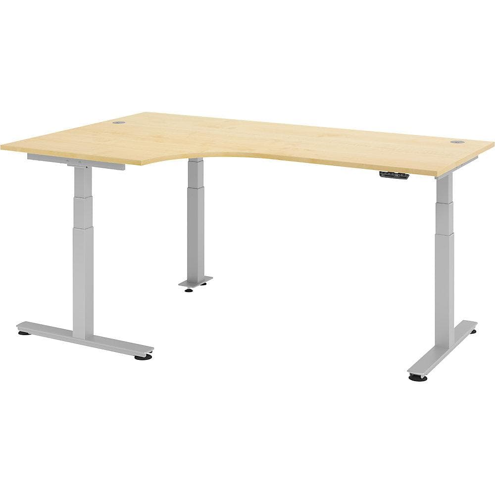 Kaiserkraft Eckschreibtisch elektrisch höhenverstellbar Ahorn/Weiß