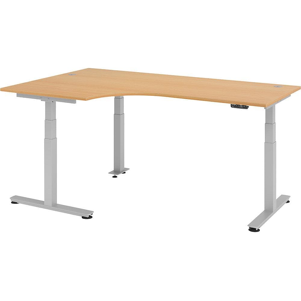 Kaiserkraft Eckschreibtisch elektrisch höhenverstellbar Buche/Weiß