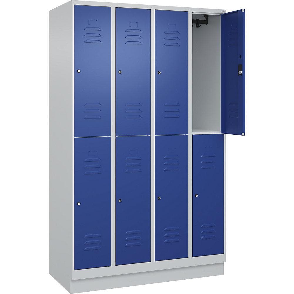 C+P Doppelstock-Spind Classic PLUS lichtgrau enzianblau mit Zylinderschloss