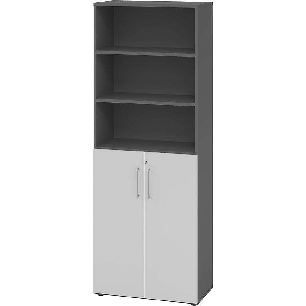 eurokraft pro Büroregalschrank 5 Böden 6 Ordnerhöhen Graphit/Lichtgrau