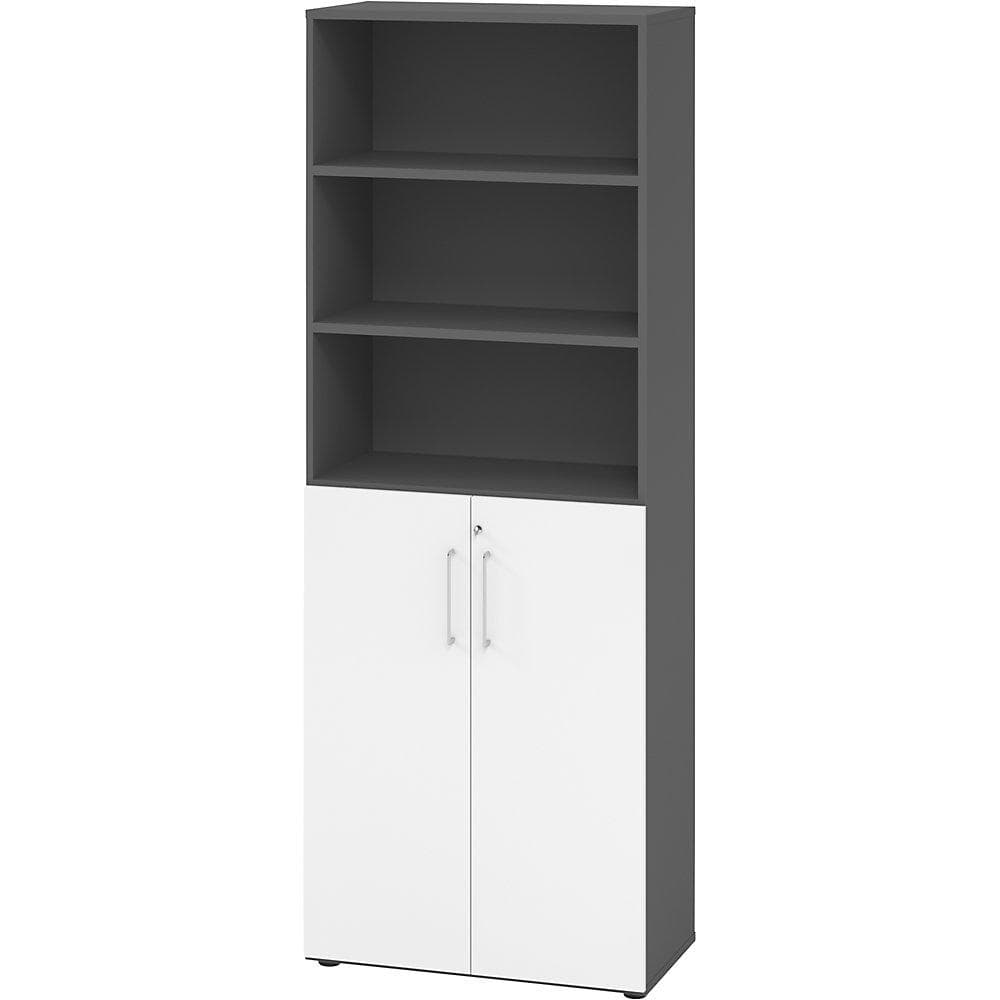 eurokraft pro Büroregalschrank 5 Fächer Graphit/Weiß
