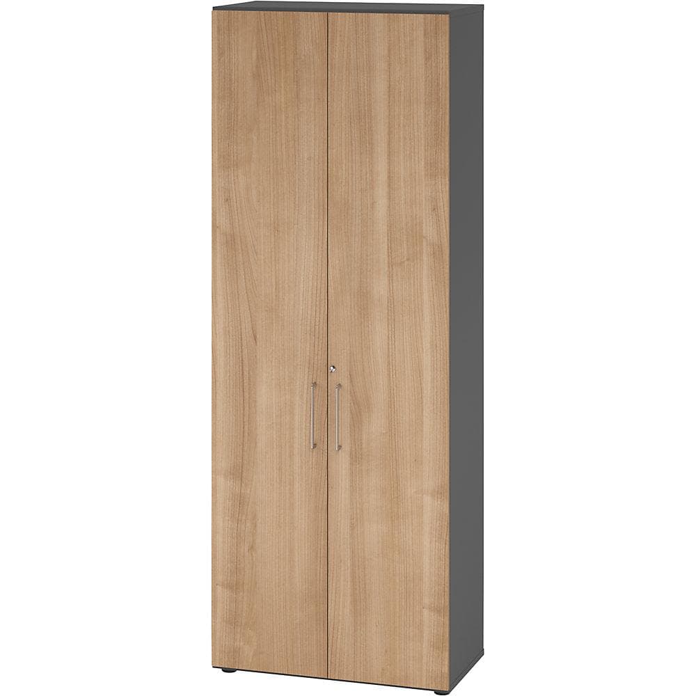 eurokraft pro Büroschrank 5 Fachböden graphit Nussbaum
