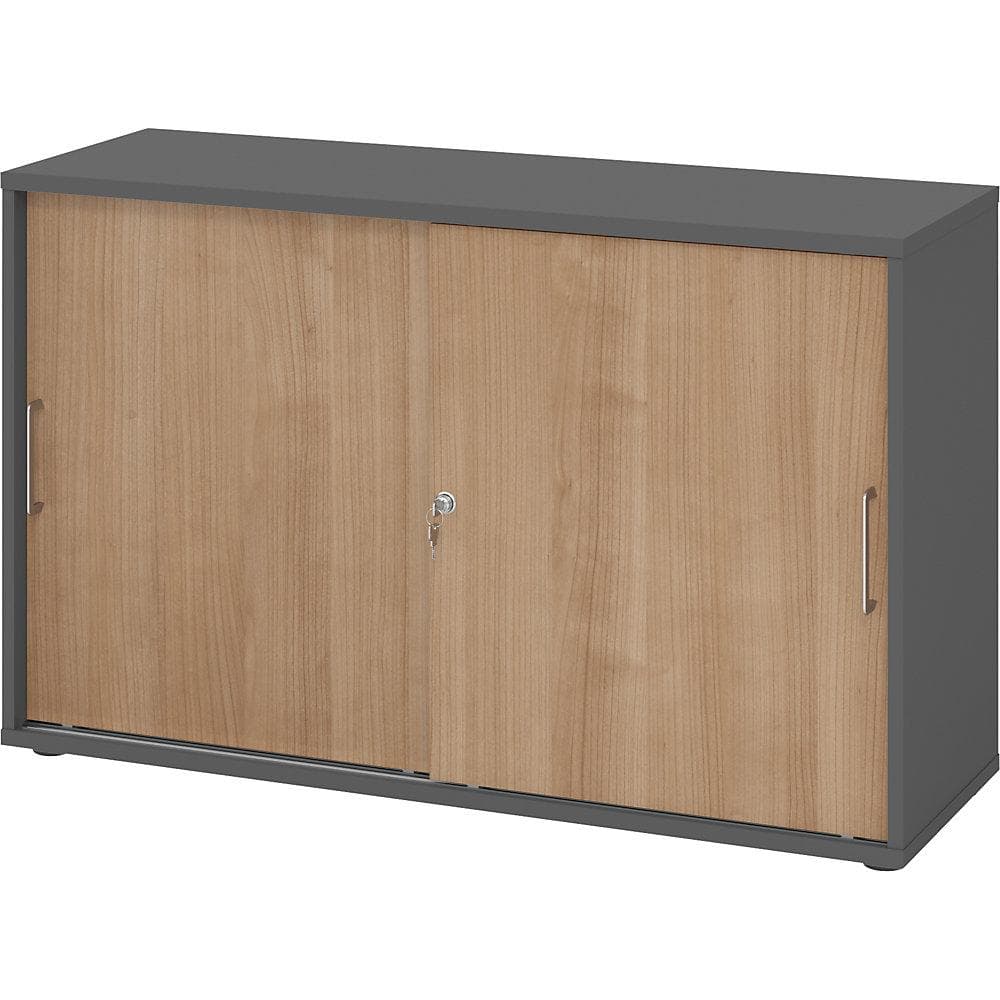 eurokraft pro Schiebetürenschrank 1200mm Graphit/Nussbaum