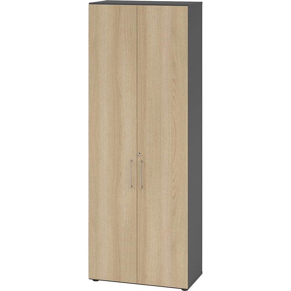 eurokraft pro Büroschrank 80cm 6 Ordnerhöhen Graphit/Eiche