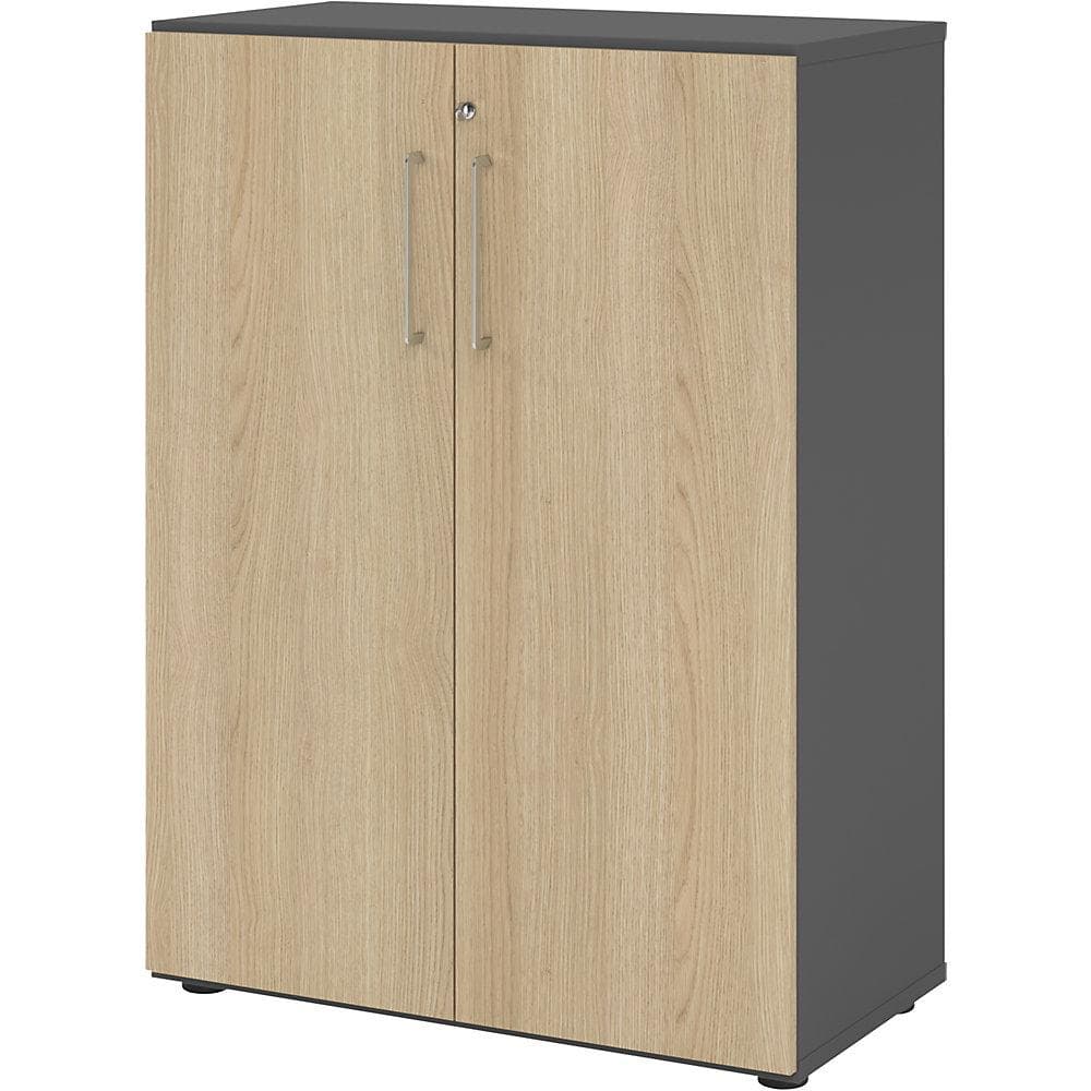 eurokraft pro Büroschrank 2 Fachböden graphit Eiche