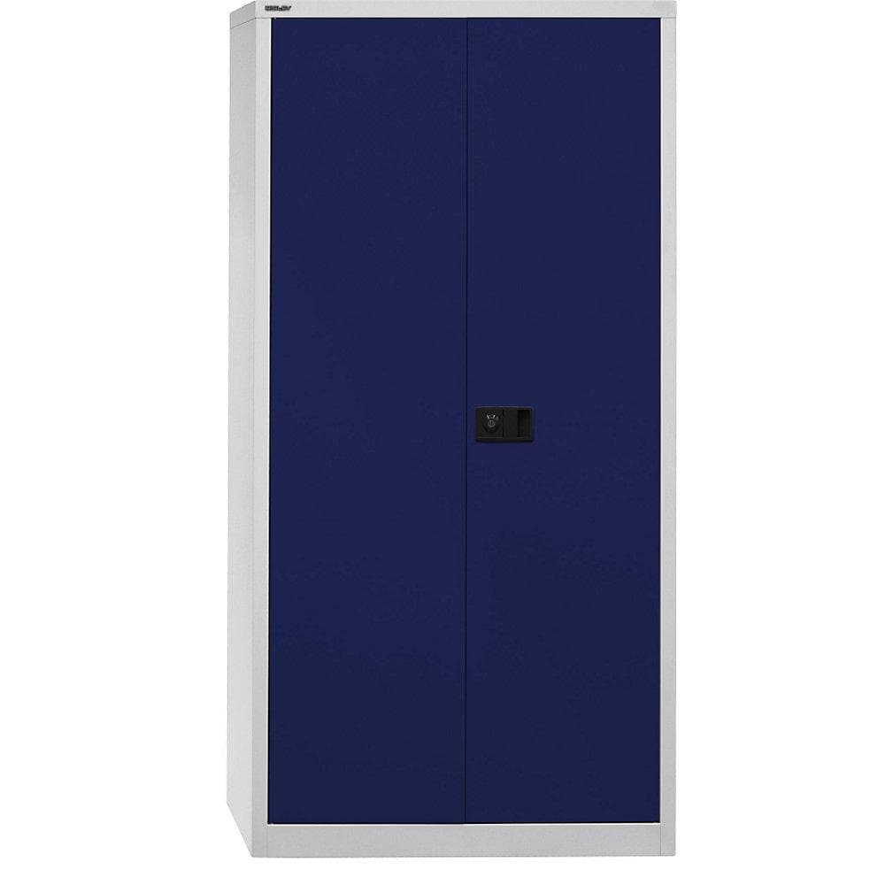 BISLEY UNIVERSAL Flügeltürenschrank mit Garderobeneinsatz lichtgrau/oxfordblau