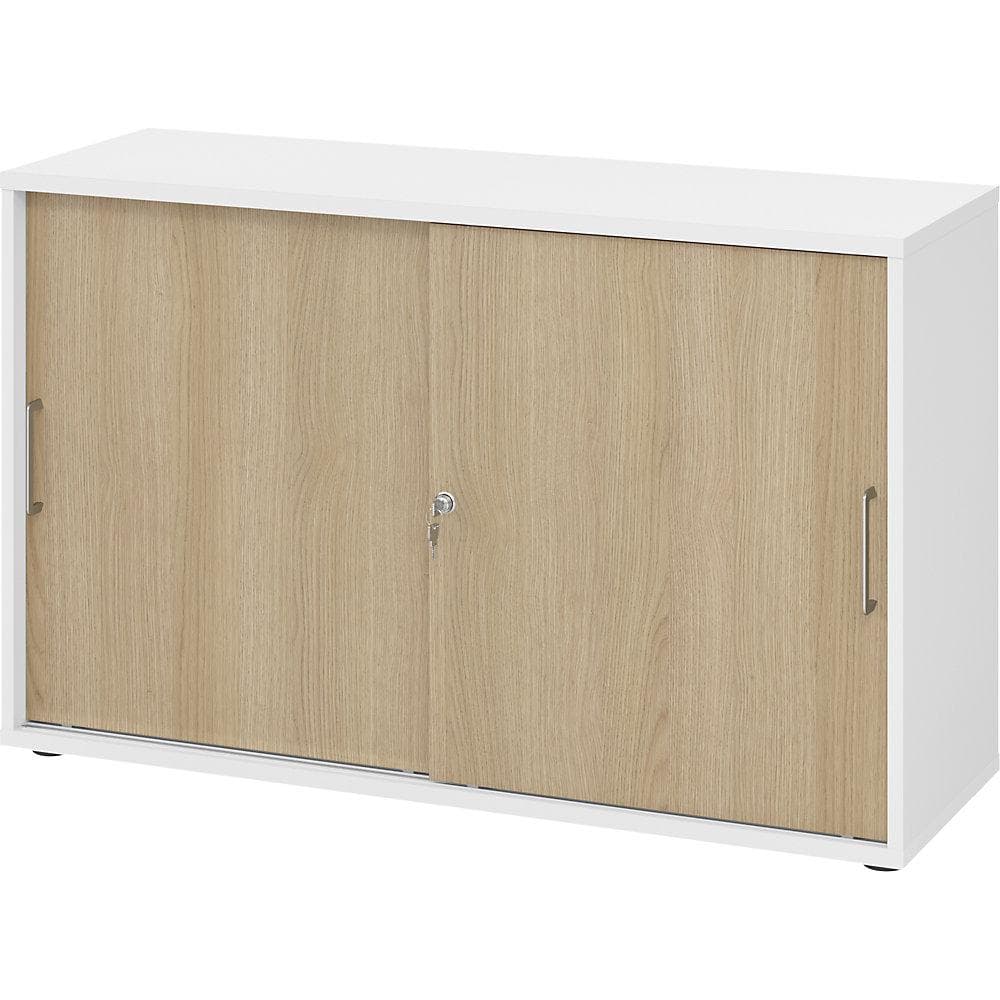 eurokraft pro Schiebetürenschrank Weiß Eiche 1200 mm