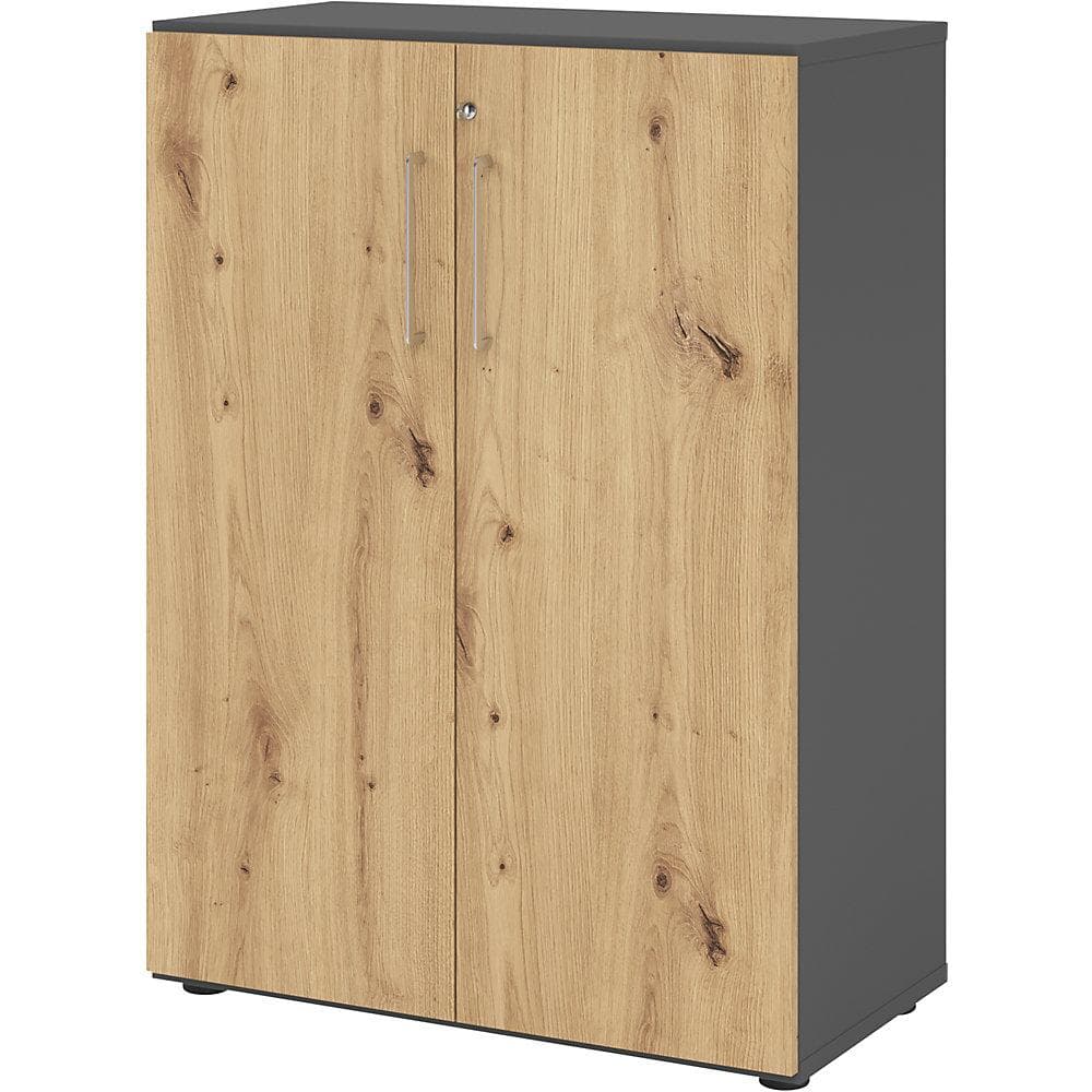 eurokraft pro Büroschrank 800mm Graphit/Asteiche mit Schloss