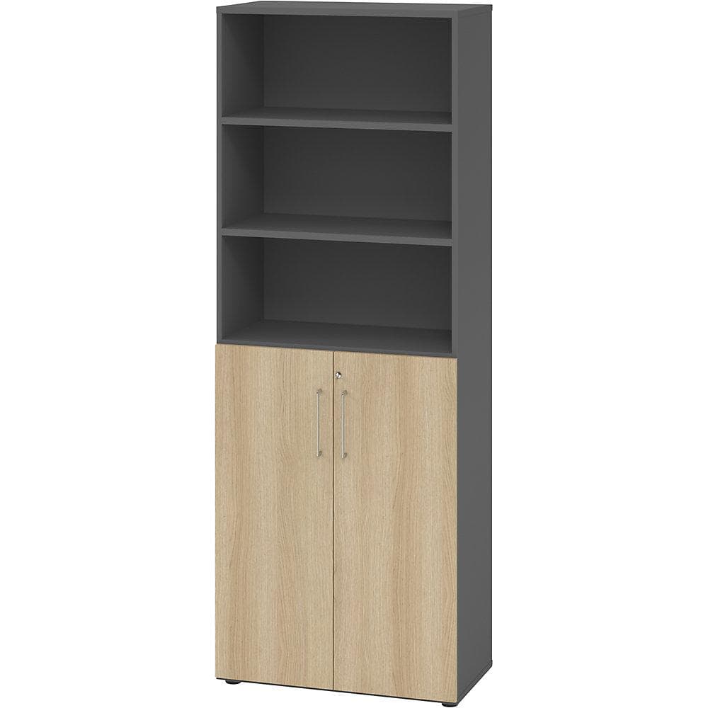 eurokraft pro Büroregalschrank 5 Fächer Graphit/Eiche
