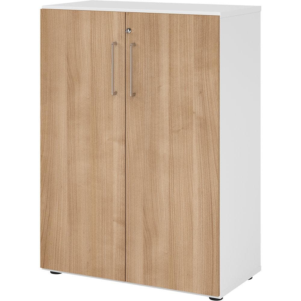 eurokraft pro Büroschrank 800mm Weiß/Nussbaum mit Schloss