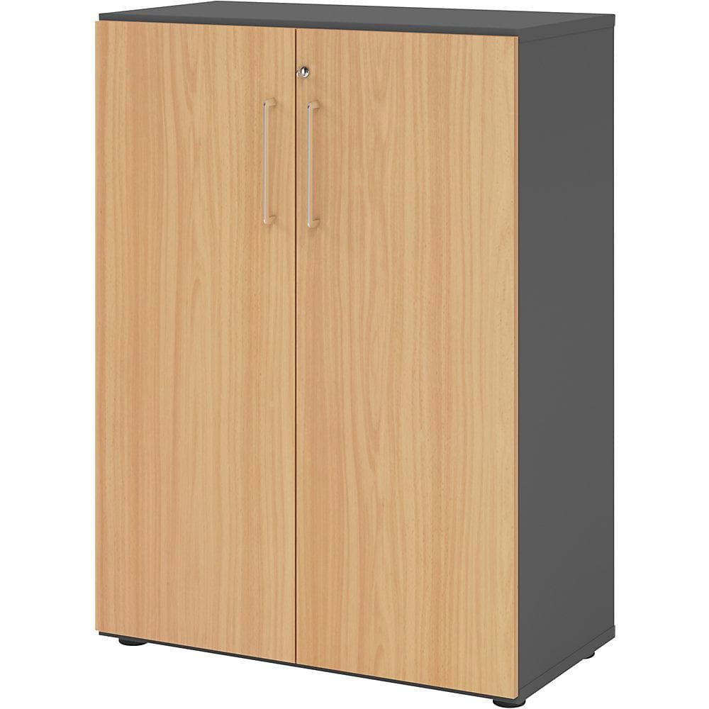 eurokraft pro Büroschrank 800mm Graphit/Buche mit Schloss