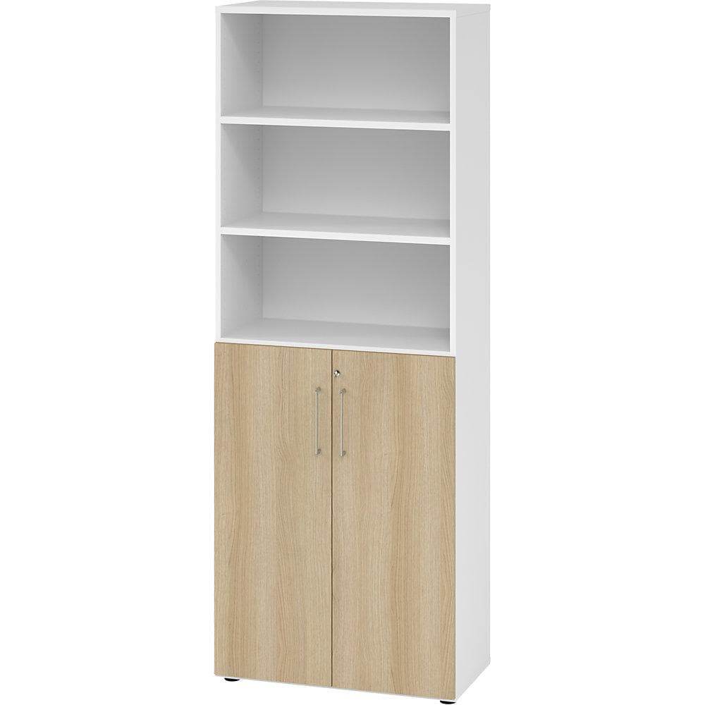 eurokraft pro Büroregalschrank 5 Fächer Weiß/Eiche