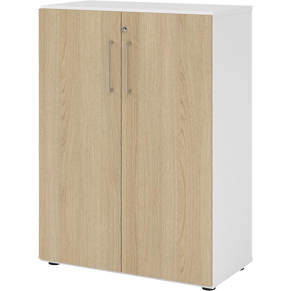 eurokraft pro Büroschrank weiß Eiche 2 Türen