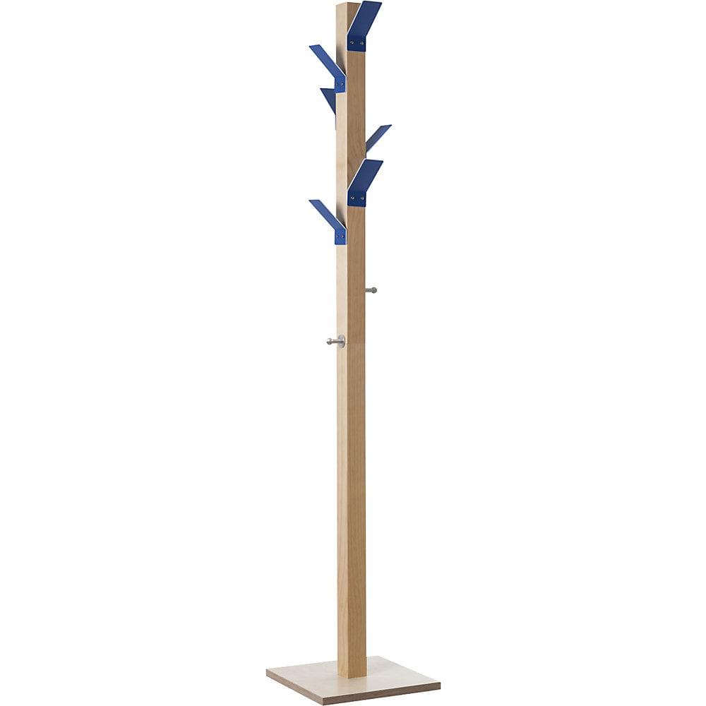 EasyCLOTH Garderobenständer Massivholz mit blauen Haken