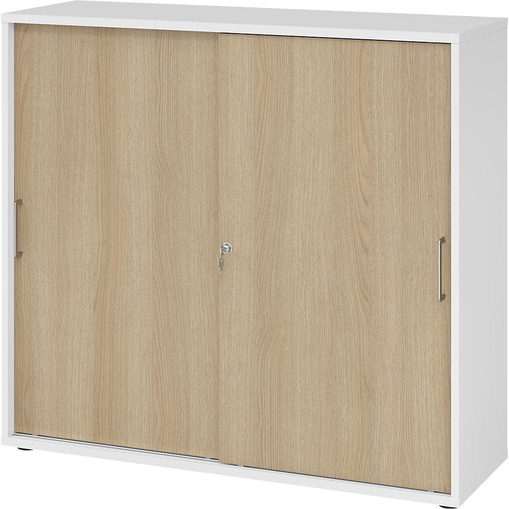 eurokraft pro Schiebetürenschrank weiß Eiche 1100 mm